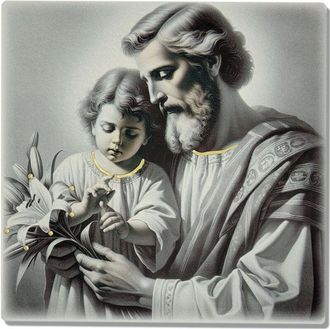 OEM Imagen De Santo Jos&eacute; Pintado Sobre Madera Tama&ntilde;o: 12,5x12,5 Cm Sku: Esf198276d