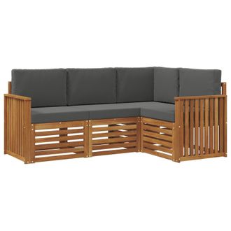 vidaXL Juegos De Sof&aacute;s Con Coj&iacute;n 4 Pcs Natural Y Antracita Vidaxl