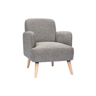 Miliboo Miliboo - Sill&oacute;n N&oacute;rdico De Tela Gris Claro Y Madera Clara Isko