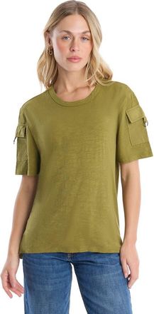 Wilt Round Neck Short Sleeve Hi-Lo in Moss at Nordstrom, Size X-Small