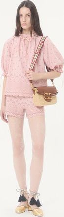 Valentino Garavani Borsa a spalla Valentino Garavani Alltime in rafia e vitello granato con tracolla in nastro ricamo cherryfic Donna NATURALE/SELLERIA UNI