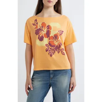 Vinyl Icons Floral Graphic T-Shirt in Orange at Nordstrom, Size X-Small