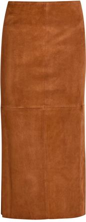 Stouls Winona Split-hem Suede Midi Skirt - Tan - S (UK8-10 / S)