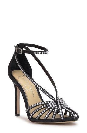 Jessica Simpson Jittale Ankle Strap Sandal in Black Matte Satin at Nordstrom Rack, Size 9.5