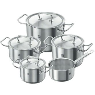 Zwilling Zwilling Juego De Ollas De 5 Piezas, 4 Tapas, Apto Para Inducci&oacute;n, Acero Inoxidable, Twin Classic
