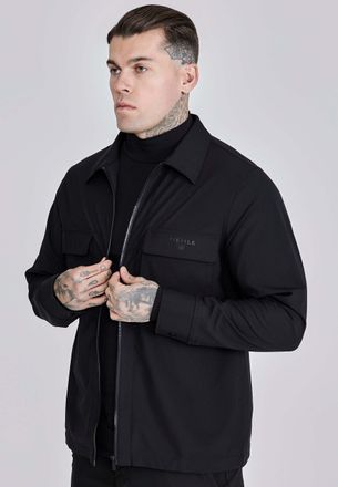 Siksilk Langarmhemd SIKSILK Siksilk Overshirt Utility Overshirt, Herren, Gr. XL, N-Gr, schwarz, Obermaterial: 100% Baumwolle CO., Hemden Langarmhemd