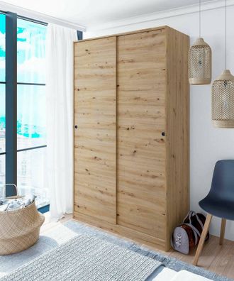 Dmora Armario Dnoce, Armario De Dormitorio Con 2 Puertas Correderas, Unidad Con 4 Estantes Y Barra Para Ropa, 120x50h200 Cm, Roble Nudos - Dmora