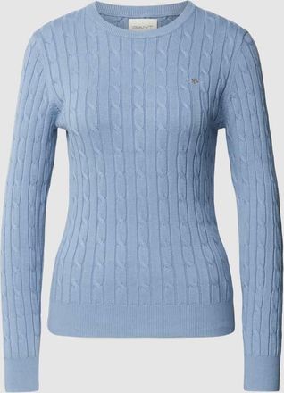 GANT Strickpullover mit Zopfmuster in Rauchblau, Gr&ouml;&szlig;e XS