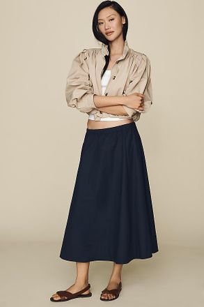 Maeve Hallie 100% Cotton Pull-On Midi Skirt