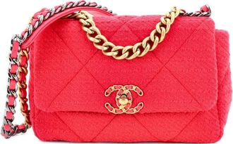 Chanel 19 Flap Bag Quilted Tweed Medium crossbody bag - women - Fabric - One Size - Pink