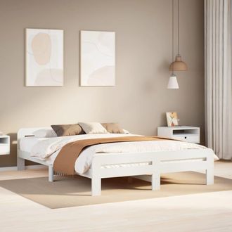 Berkfield Home Bed Frame without Mattress White 150x200 cm King Size Solid Wood Pine