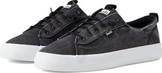 Keds Womens Keds Kickback Sneakers Black Canvas Slip On Platform Shoes GAL1301