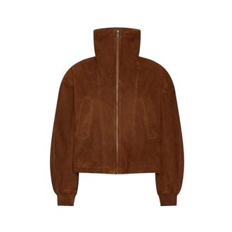 Rotate Rotate Birger Christensen, Jassen, Dames, Bruin, S, Leer, Suede Anorak Jas