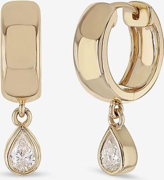 Roxanne First Creolen aus Gelbgold und Diamant Pear Everyday Drop