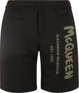 Alexander McQueen Graffiti Print Shorts - Heren - Korte Broeken - Zwart - S - Katoen - Korte Broeken
