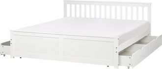 Beliani Cama matrimonial de madera blanco 180x200