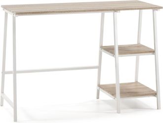 HOMN Mesa de escritorio blanco, estilo industrial, 105 x 47 x 75 cm