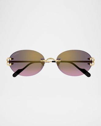 Cartier Rimless Metal Round Sunglasses