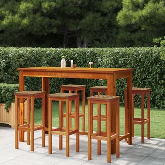 vidaXL Taburetes De Barra De Cocina 6 Unidades Madera Maciza Acacia Vidaxl