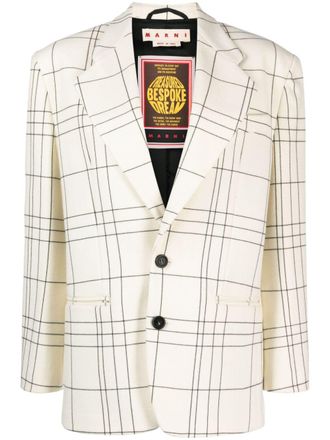 Marni checked single-breasted blazer - White
