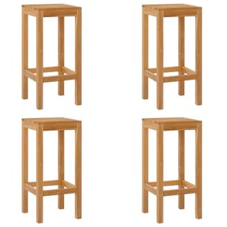 vidaXL Taburete De Bar 4 Pcs Natural Madera De Teca Maciza Vidaxl