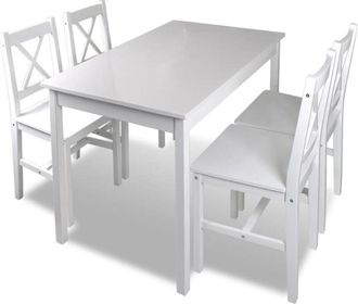 vidaXL 5 Piece Dining Set White Vidaxl