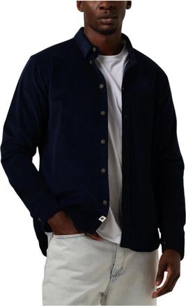 Anerkjendt Overhemden, Heren, Blauw, XL, Blauw Corduroy Casual Overhemd