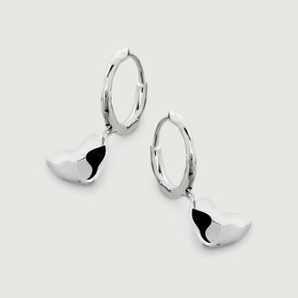 Monica Vinader Sterling Silver Heart Drop Huggie Earrings