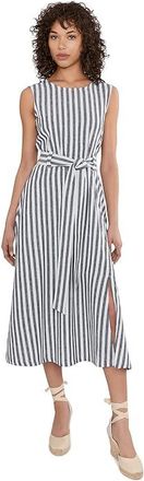 Barbour Inez Midi Dress Womens Dress Dark Navy Stripe : 14, Cotton/Linen