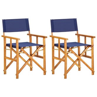 vidaXL Sillas De Director 2 Uds Madera Maciza De Acacia Azul Vidaxl