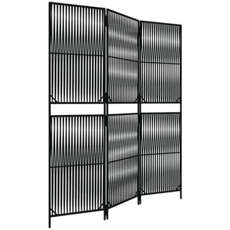 vidaXL Biombo De 3 Paneles Rat&aacute;n Sint&eacute;tico Negro Vidaxl
