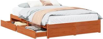 vidaXL Estructura De Cama Con Caj&oacute;n Marr&oacute;n Cera 160 X 200 Cm Vidaxl