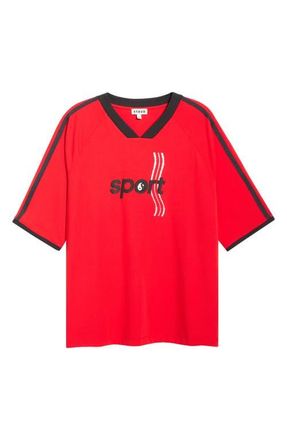 Staud Axis Jersey Graphic Top in Cardinal at Nordstrom, Size X-Large