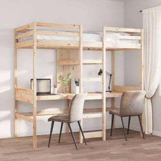 Berkfield Home Loft Bed Frame without Mattress 75x190cm Solid Wood Pine in Brown | Size: 75x190 cm