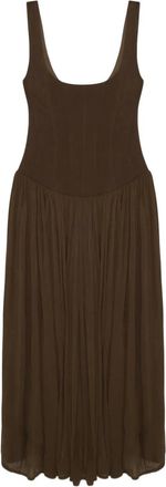 SIMKHAI Jamie midi-jurk met vierkante hals - Bruin