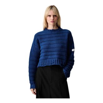 Maison Margiela Truien & Vesten, Dames, Blauw, S, Round-neck Truien