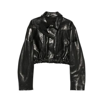 Rick Owens Chaqueta Corta de Cuero - Jackets - Mujer - Negro - S