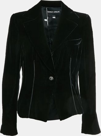 Giorgio Armani Black Velvet Single Breasted Blazer