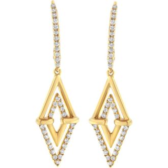 House of Brilliance 14K Yellow Gold 3/8 Ct Double Triangle Drop and Dangle Diamond Earrings at Nordstrom