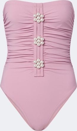 Karla Colletto Maya embellished ruched swimsuit