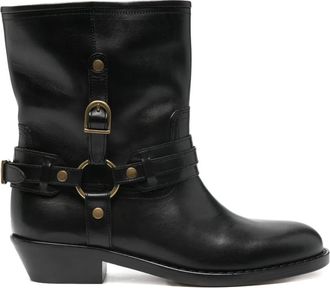 Isabel Marant 35mm leren biker laarzen - Zwart