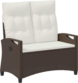 vidaXL Banco De Jard&iacute;n Con Almohada Marr&oacute;n Y Crema 105 X 60 X 112 Cm Vidaxl