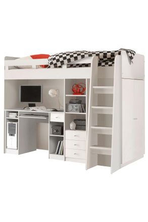 MID.YOU Mid.you Hochbett, Weiß, Holzwerkstoff, Höhe ca. 11 cm, seitenverkehrt montierbar, 90x200 cm, Babymöbel & Kindermöbel, Kinderzimmer &