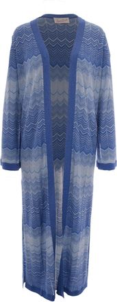 MC2 Saint Barth Long Cardigan with Geometric Pattern and Open Front