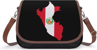 Generic Flag Map of Peru State Small Womens Crossbody Bags Shoulder Handbag with Adjustable Strap for Travel