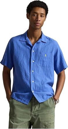 Polo Ralph Lauren Classic Fit Linen-Blend Seersucker Shirt Mens Clothing Scottsdale Blue : 2XL, Cotton/Linen/Seersucker