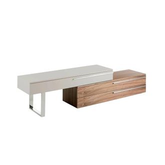 Angel Cerd&aacute; Walnut-Veneer TV Unit with Chrome Legs Beige MDF in Brown