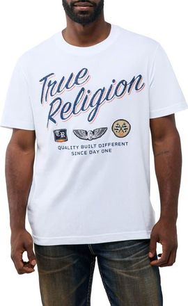 True Religion Stay True Embroidered Cotton Graphic T-Shirt in Optic White at Nordstrom, Size Xxx-Large