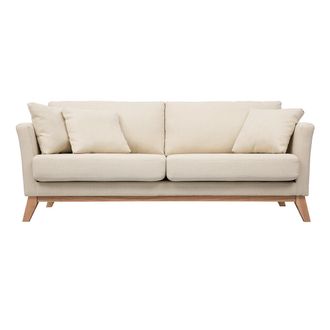 Miliboo Miliboo - Sof&aacute; N&oacute;rdico 3 Plazas Desenfundable Beige Y Patas Madera Oslo
