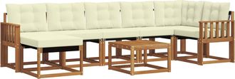 vidaXL Conjunto De Sof&aacute;s De Exterior 8 Uds. Natural Y Crema Vidaxl